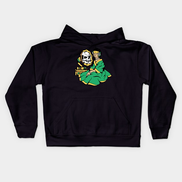 Lady gramophone skull Kids Hoodie by Bojes Art